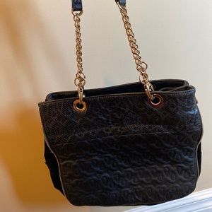 Black leather and suede pocketbook